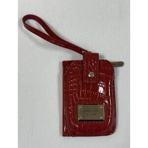 Red Faux Croc Leather Liz Claiborne Wallet ID case Wristlet Gator Snake